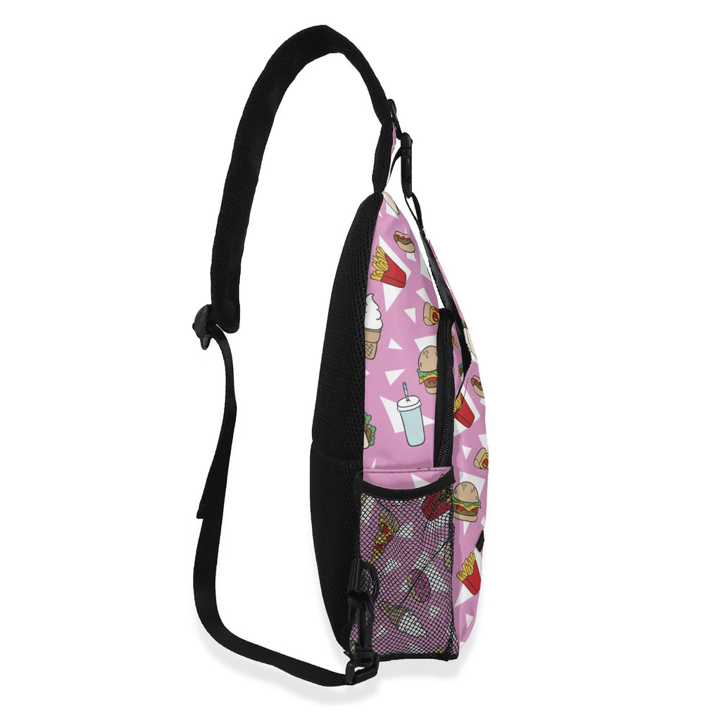 Fast Food Chest Crossbody Bag with Adjustable Strap Chest Crossbody Bag Food Printed Offshore