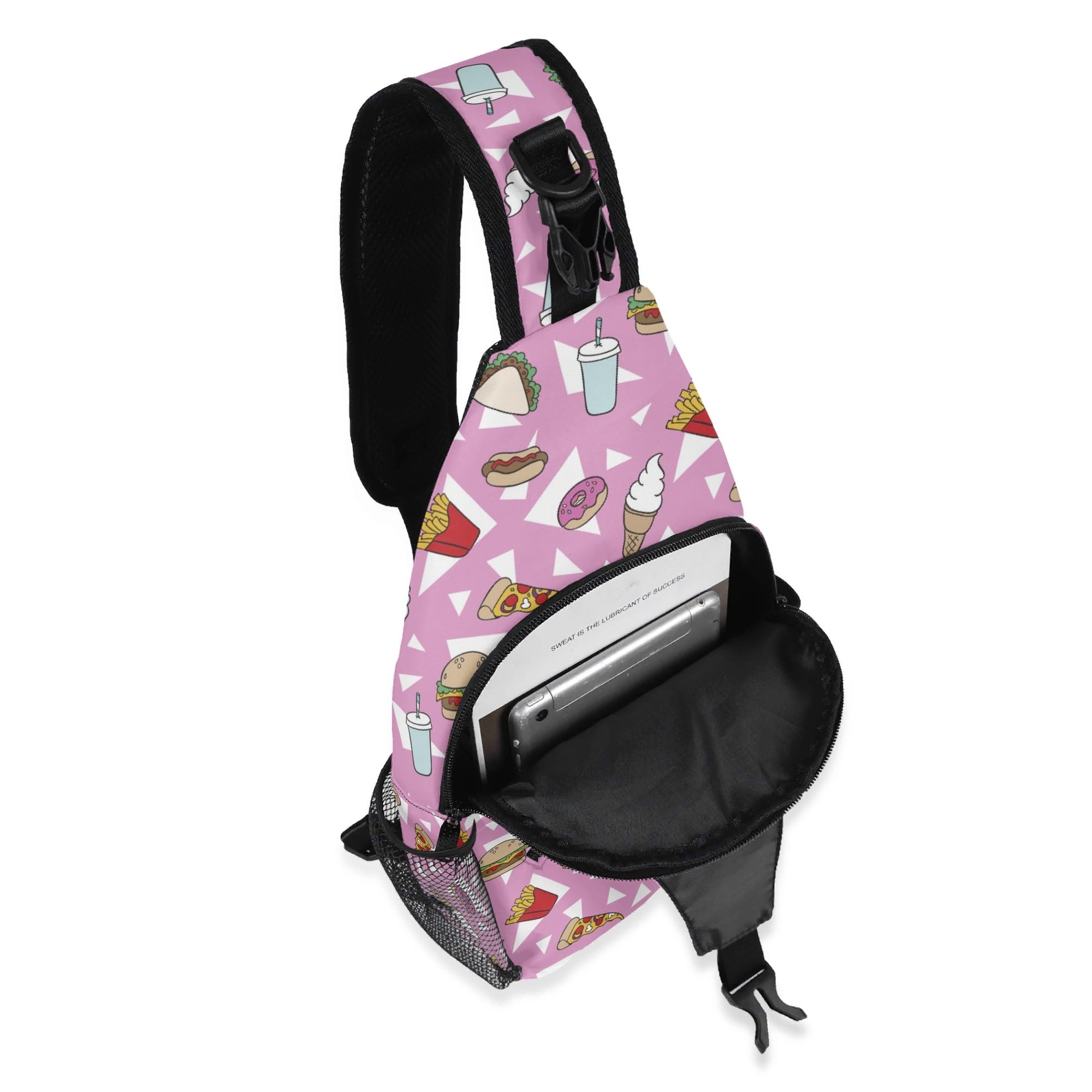 Fast Food Chest Crossbody Bag with Adjustable Strap Chest Crossbody Bag Food Printed Offshore