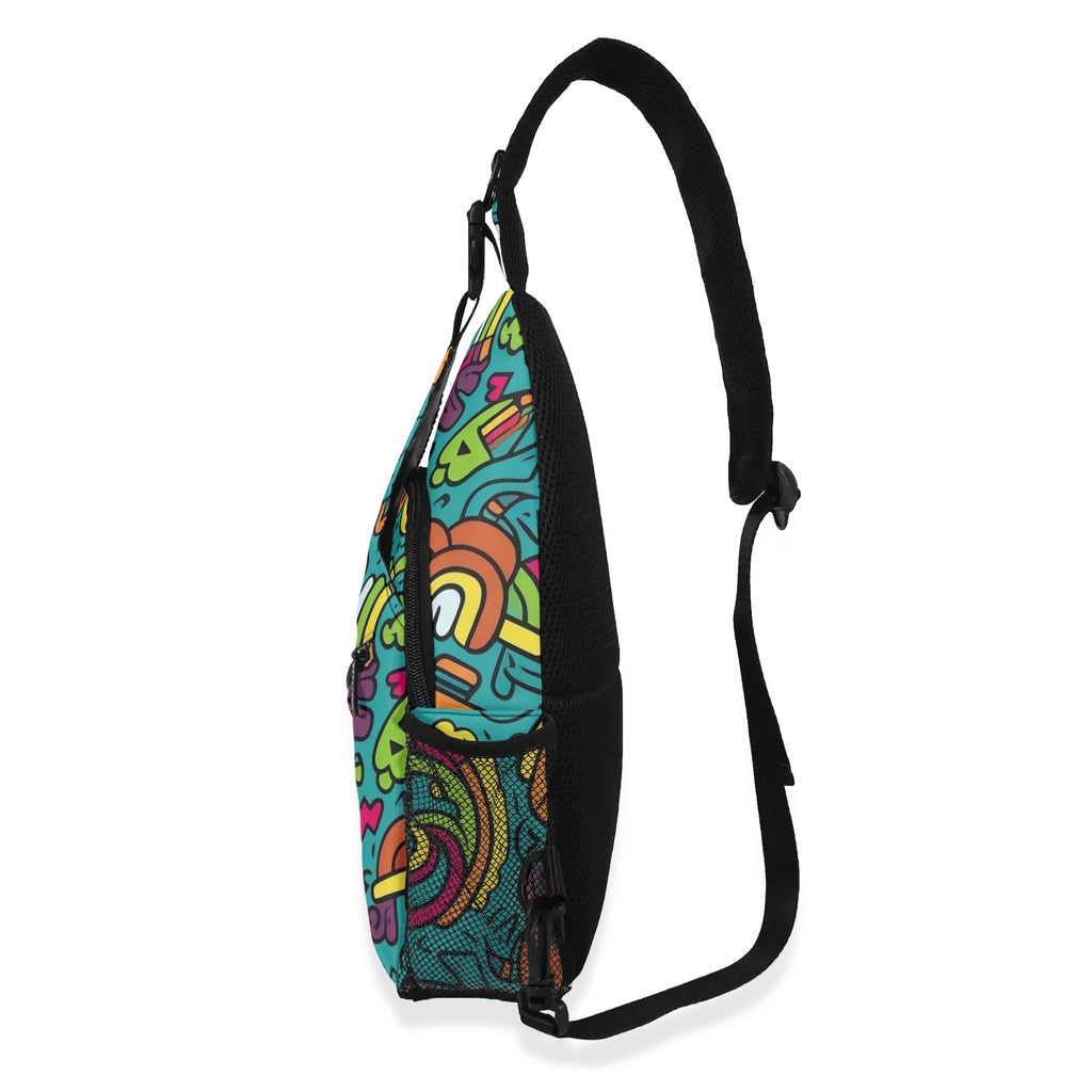Crazy Characters Chest Crossbody Bag with Adjustable Strap Chest Crossbody Bag Printed Offshore Sci Fi