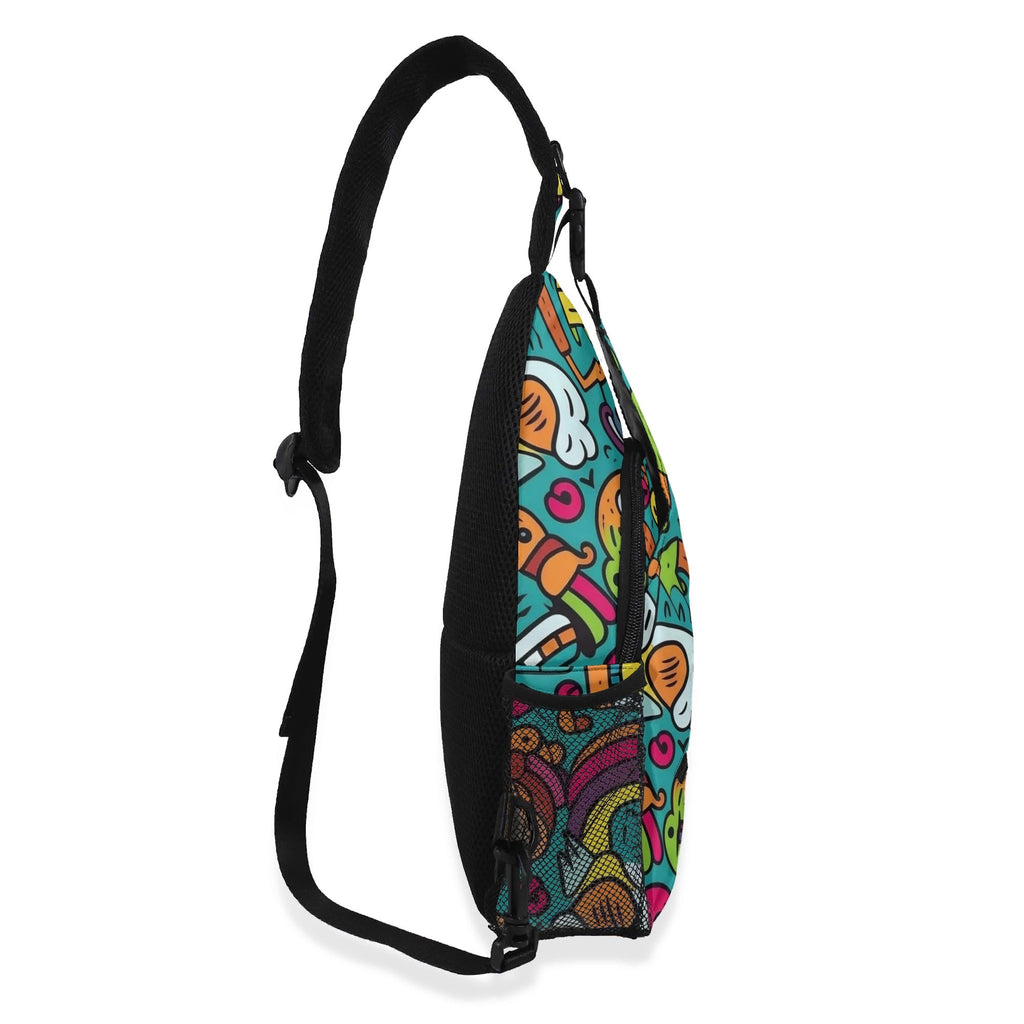Crazy Characters Chest Crossbody Bag with Adjustable Strap Chest Crossbody Bag Printed Offshore Sci Fi