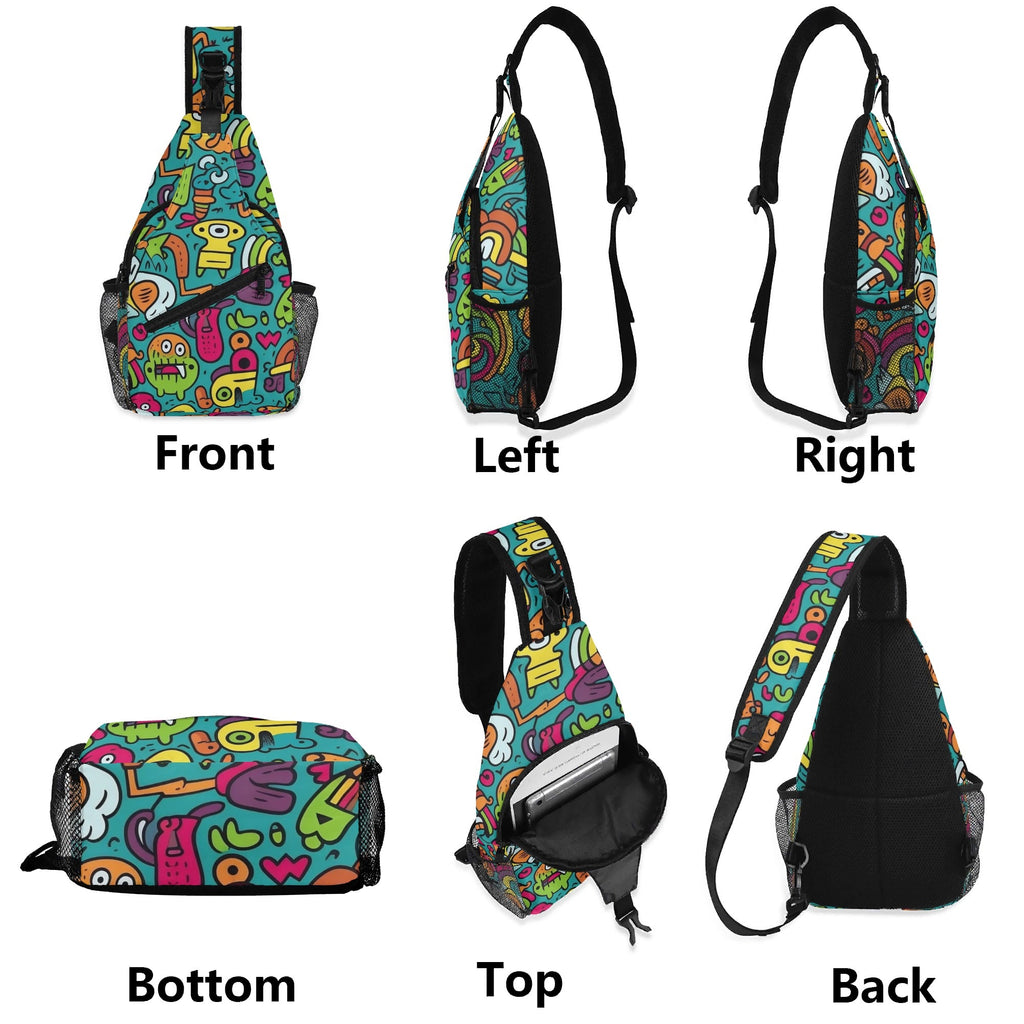 Crazy Characters Chest Crossbody Bag with Adjustable Strap Chest Crossbody Bag Printed Offshore Sci Fi