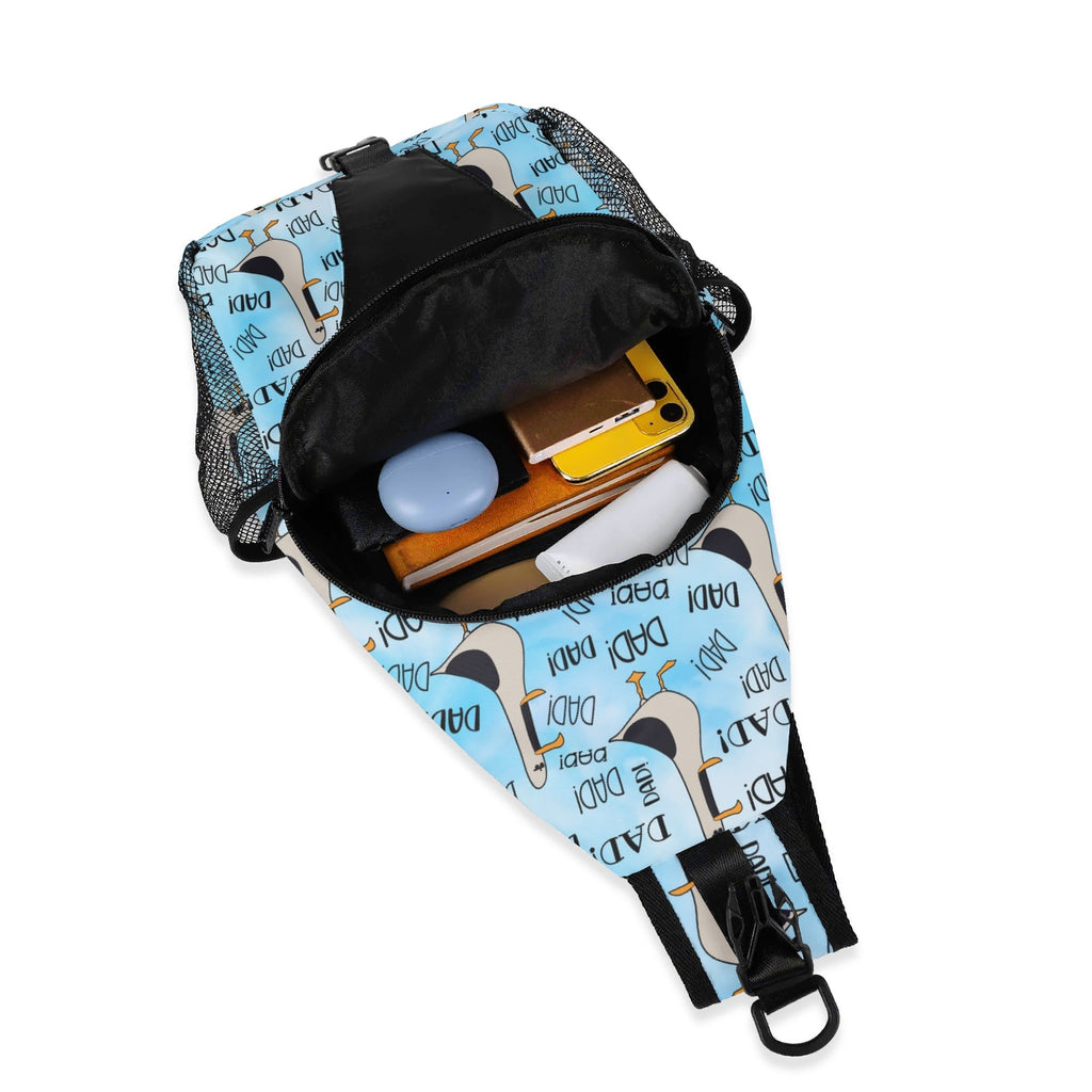 Dad Seagull Chest Crossbody Bag with Adjustable Strap Chest Crossbody Bag Dad Printed Offshore