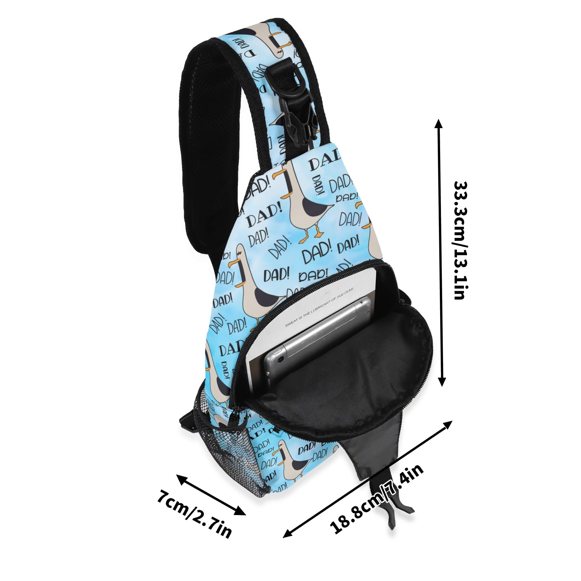 Dad Seagull Chest Crossbody Bag with Adjustable Strap Chest Crossbody Bag Dad Printed Offshore
