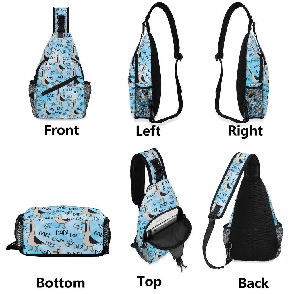 Dad Seagull Chest Crossbody Bag with Adjustable Strap Chest Crossbody Bag Dad Printed Offshore