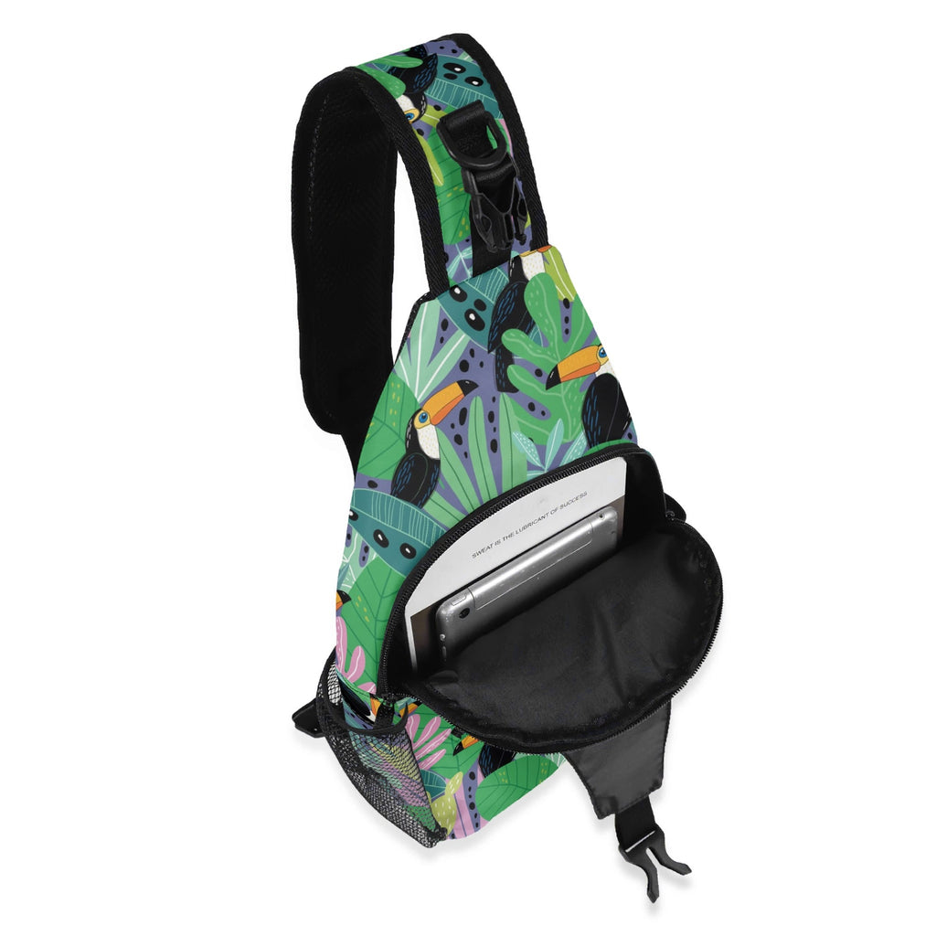 Bright Toucans Chest Crossbody Bag with Adjustable Strap Chest Crossbody Bag animal Printed Offshore