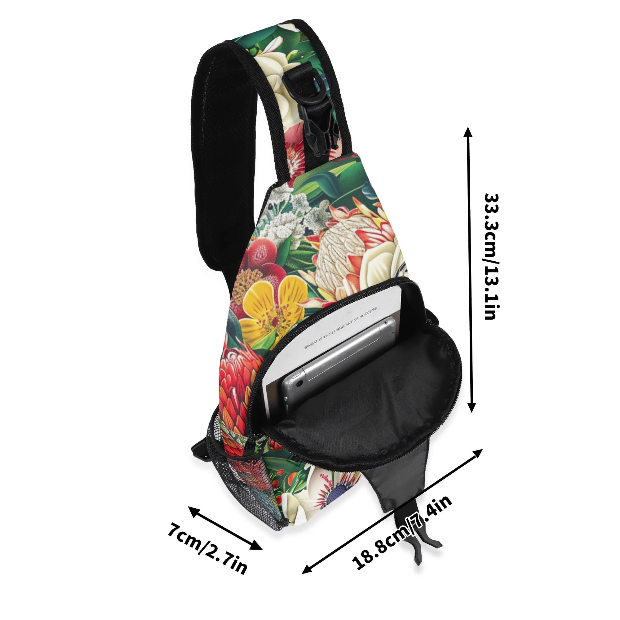 Native Australian Flowers Chest Crossbody Bag with Adjustable Strap Chest Crossbody Bag Plants Printed Offshore