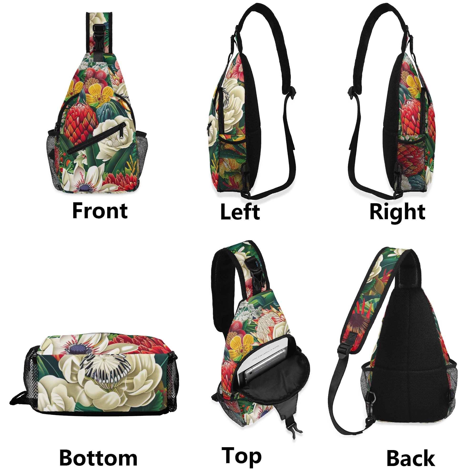 Native Australian Flowers Chest Crossbody Bag with Adjustable Strap Chest Crossbody Bag Plants Printed Offshore