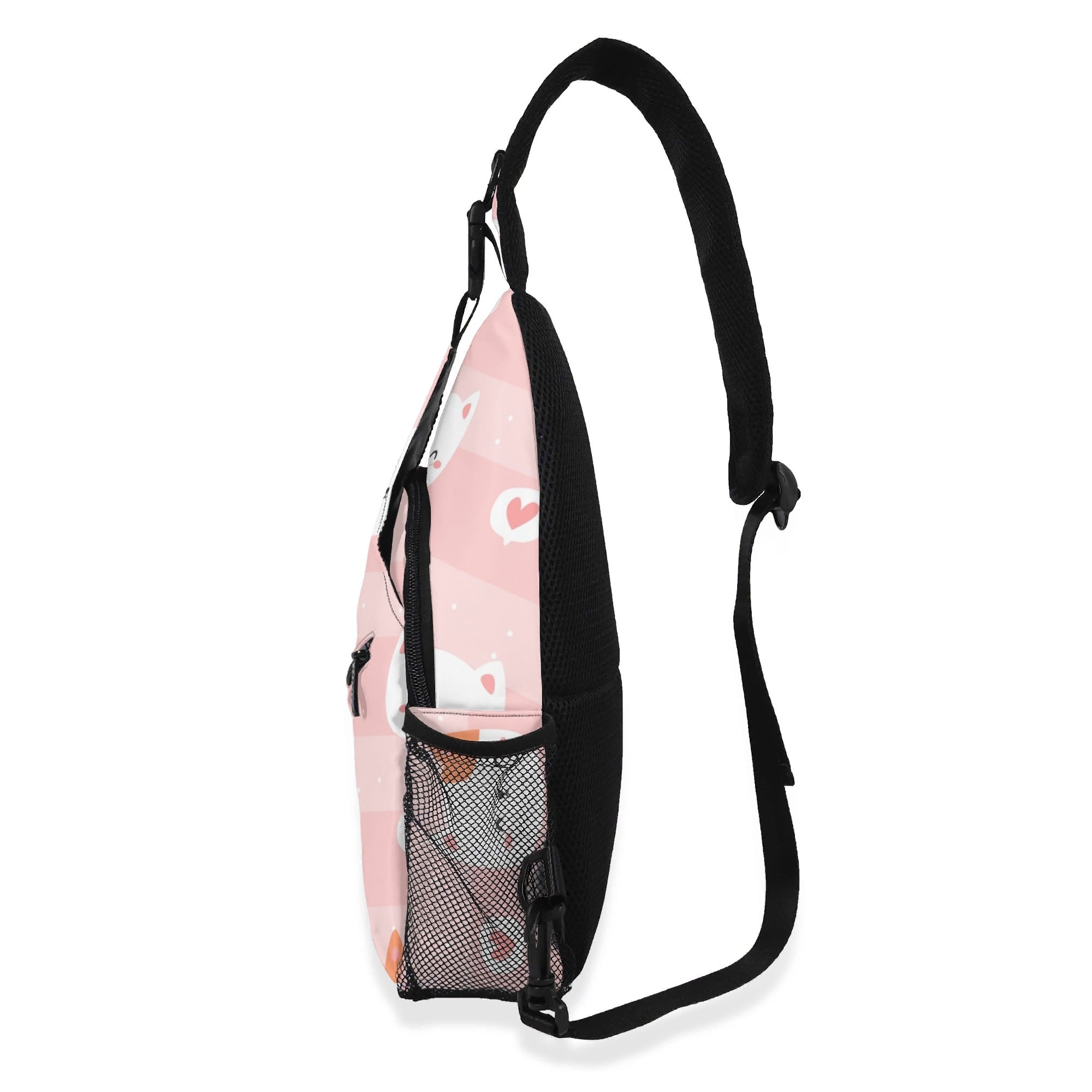 Pink Cats Chest Crossbody Bag with Adjustable Strap Chest Crossbody Bag animal Printed Offshore