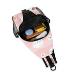 Pink Cats Chest Crossbody Bag with Adjustable Strap Chest Crossbody Bag animal Printed Offshore