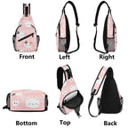 Pink Cats Chest Crossbody Bag with Adjustable Strap Chest Crossbody Bag animal Printed Offshore
