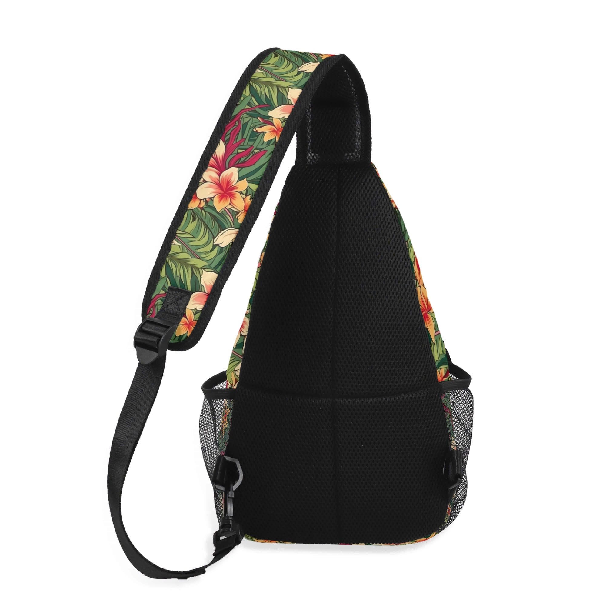 Vintage Hawaiian Floral Chest Crossbody Bag with Adjustable Strap Chest Crossbody Bag Plants Printed Offshore
