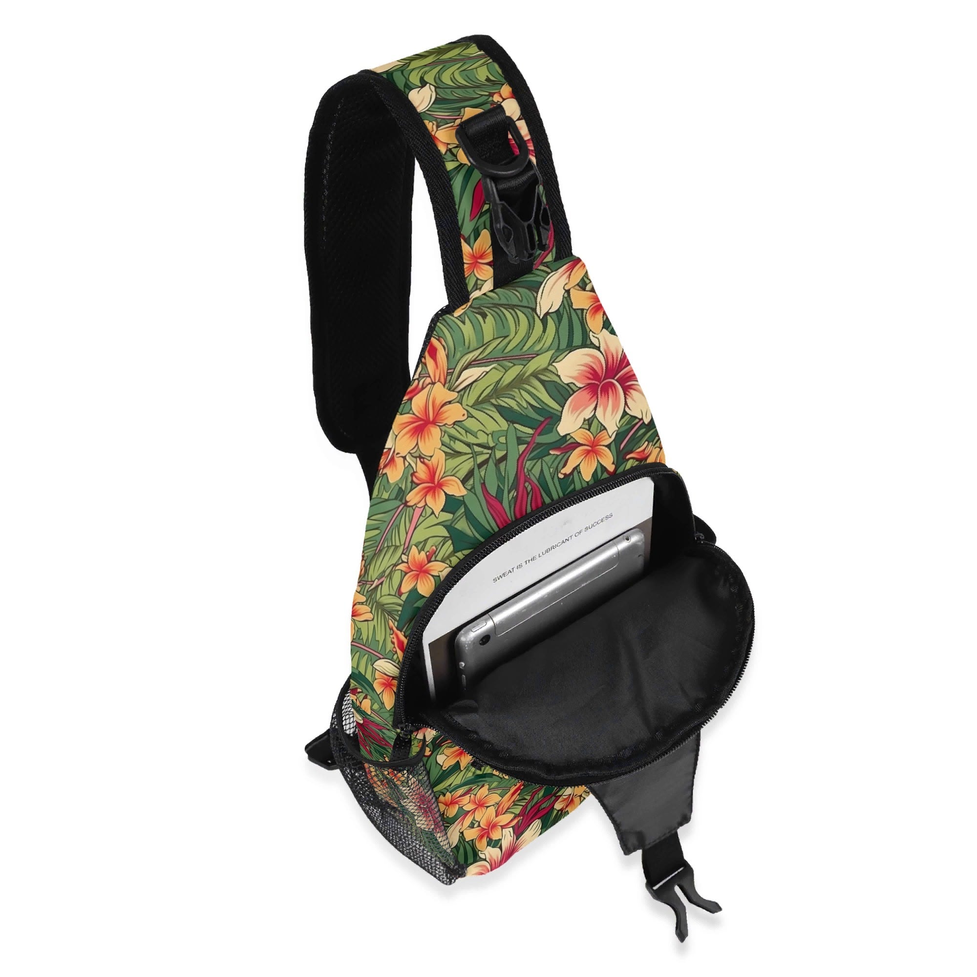 Vintage Hawaiian Floral Chest Crossbody Bag with Adjustable Strap Chest Crossbody Bag Plants Printed Offshore