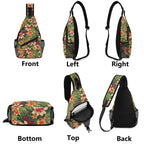 Vintage Hawaiian Floral Chest Crossbody Bag with Adjustable Strap Chest Crossbody Bag Plants Printed Offshore