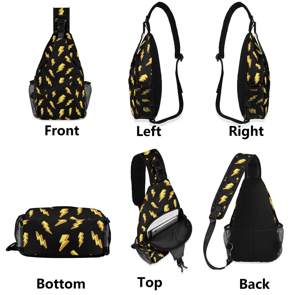 Lightning Bolts Chest Crossbody Bag with Adjustable Strap Chest Crossbody Bag comic Printed Offshore