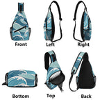Ocean Waves Chest Crossbody Bag with Adjustable Strap Chest Crossbody Bag Ocean Printed Offshore Surf