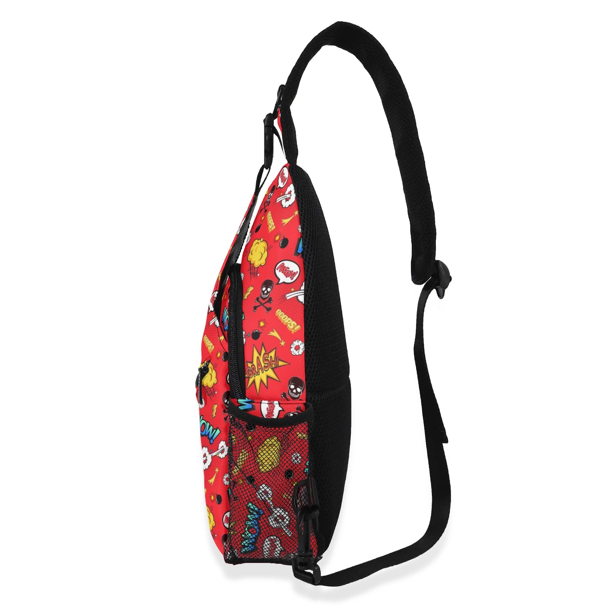 Red Comic Book Chest Crossbody Bag with Adjustable Strap Chest Crossbody Bag comic Printed Offshore