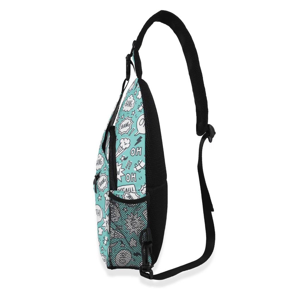 Comic Book Speech Bubbles Chest Crossbody Bag with Adjustable Strap Chest Crossbody Bag comic Printed Offshore