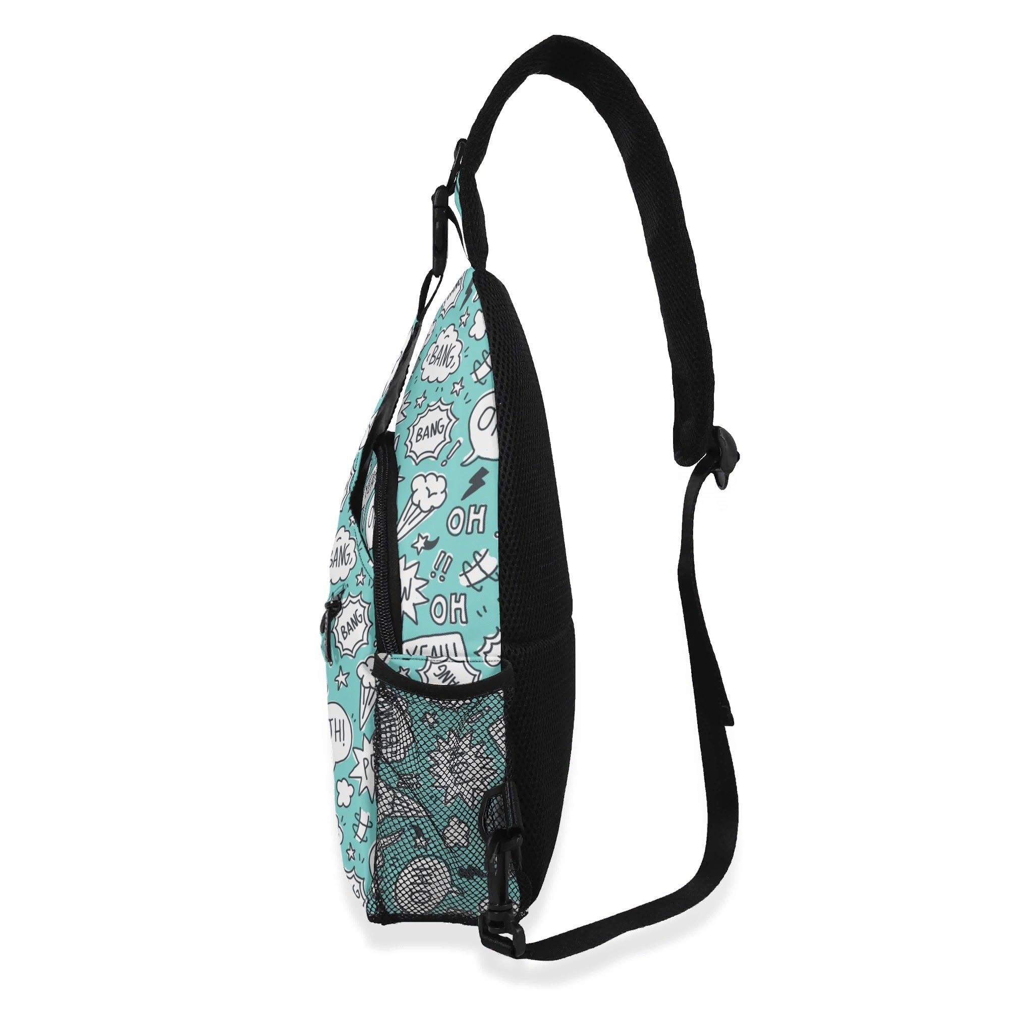 Comic Book Speech Bubbles Chest Crossbody Bag with Adjustable Strap Chest Crossbody Bag comic Printed Offshore