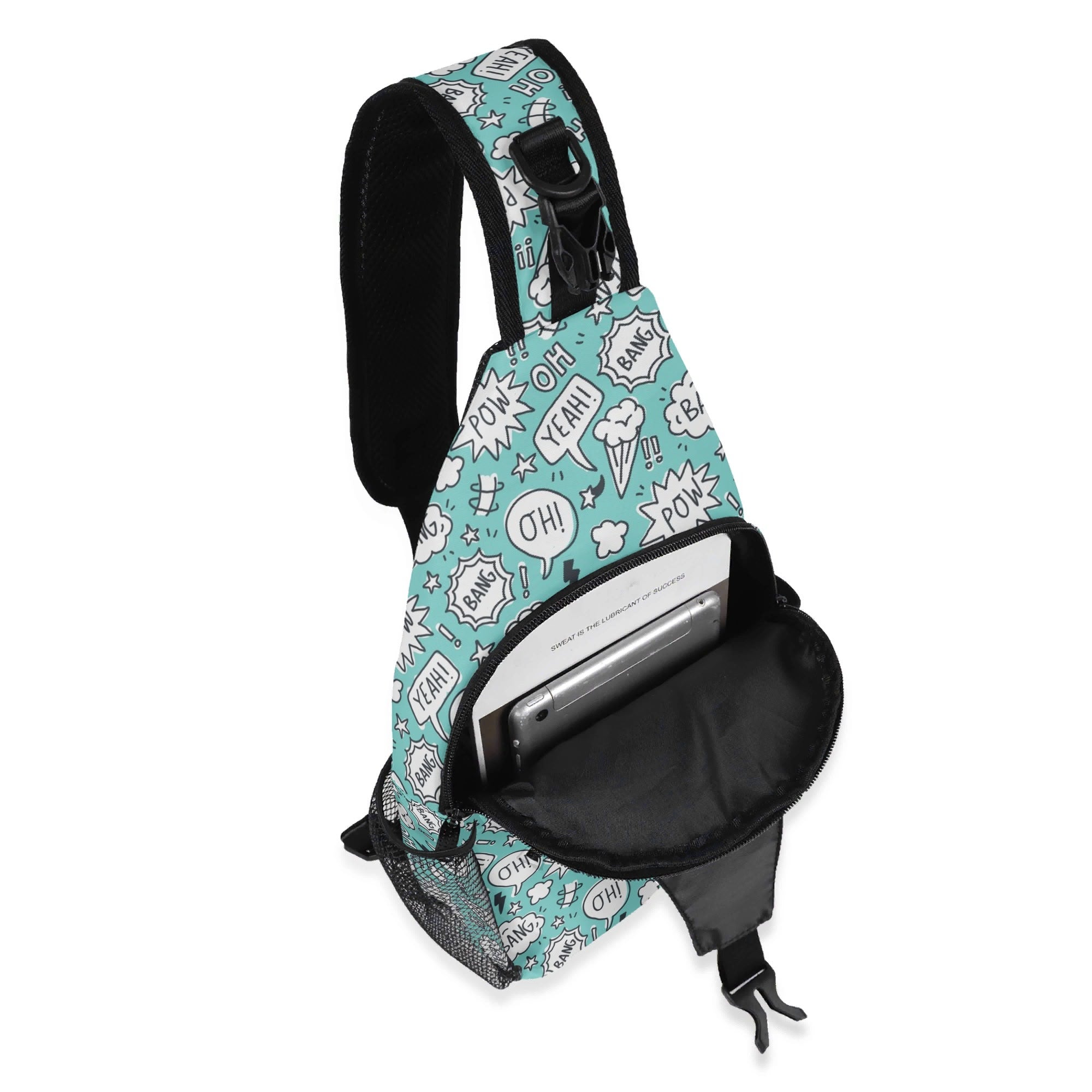 Comic Book Speech Bubbles Chest Crossbody Bag with Adjustable Strap Chest Crossbody Bag comic Printed Offshore