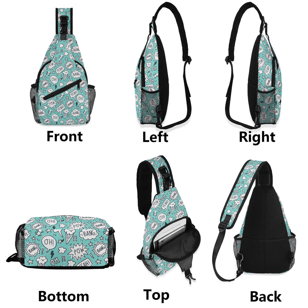 Comic Book Speech Bubbles Chest Crossbody Bag with Adjustable Strap Chest Crossbody Bag comic Printed Offshore