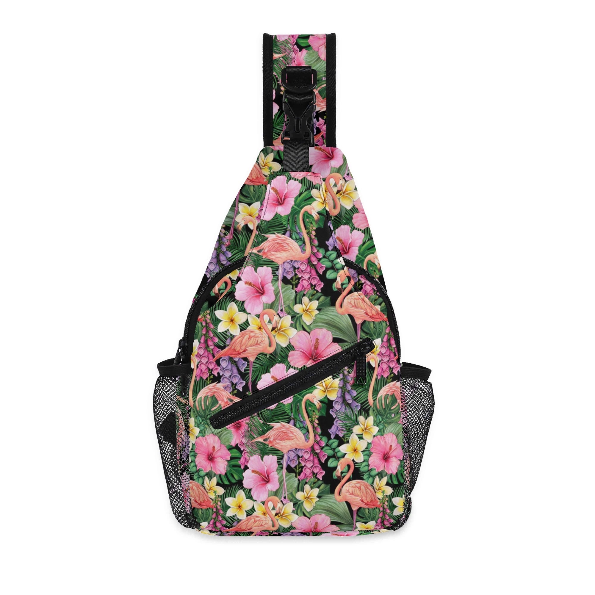 Flamingo Jungle Chest Crossbody Bag with Adjustable Strap Default Title Chest Crossbody Bag Plants Printed Offshore