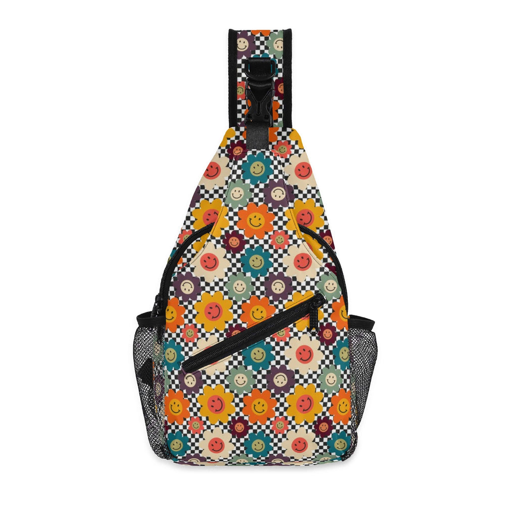 Happy Retro Flowers Chest Crossbody Bag with Adjustable Strap Default Title Chest Crossbody Bag Printed Offshore Retro
