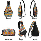 Happy Retro Flowers Chest Crossbody Bag with Adjustable Strap Chest Crossbody Bag Printed Offshore Retro