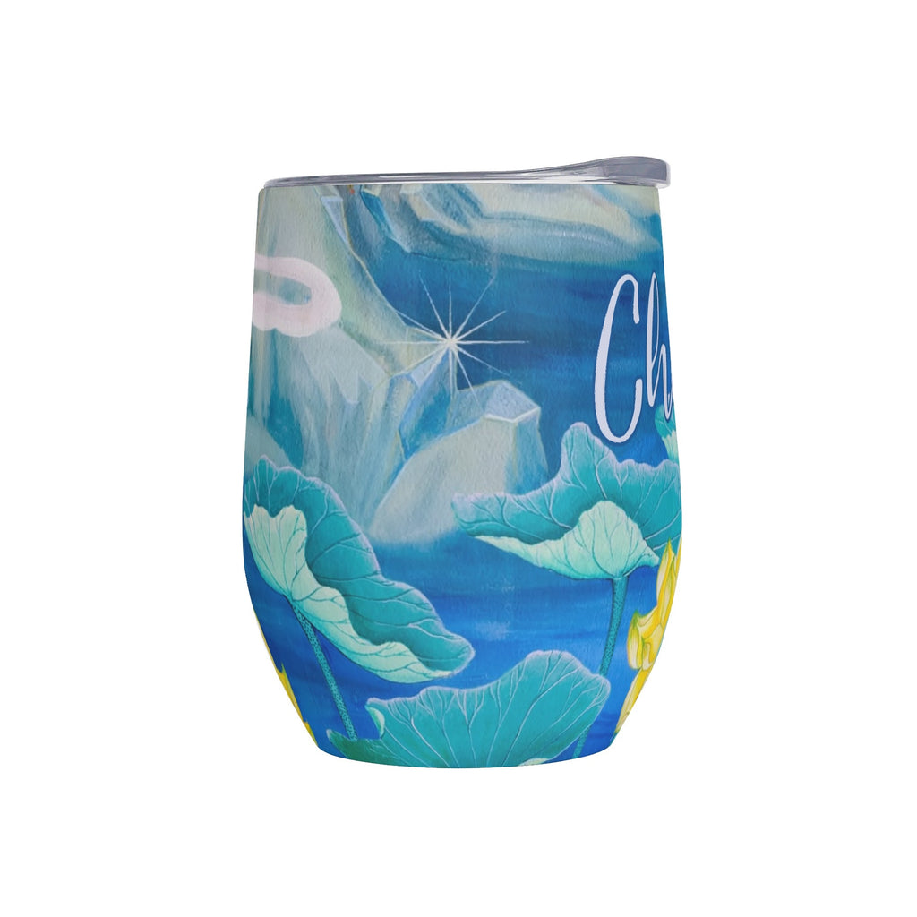 Personalised Water Flowers 12oz Wine Tumbler / Travel Mug Personalised Wine Tumbler / Travel Mug Plants Printed Offshore