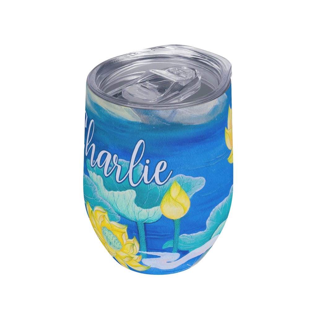 Personalised Water Flowers 12oz Wine Tumbler / Travel Mug Personalised Wine Tumbler / Travel Mug Plants Printed Offshore
