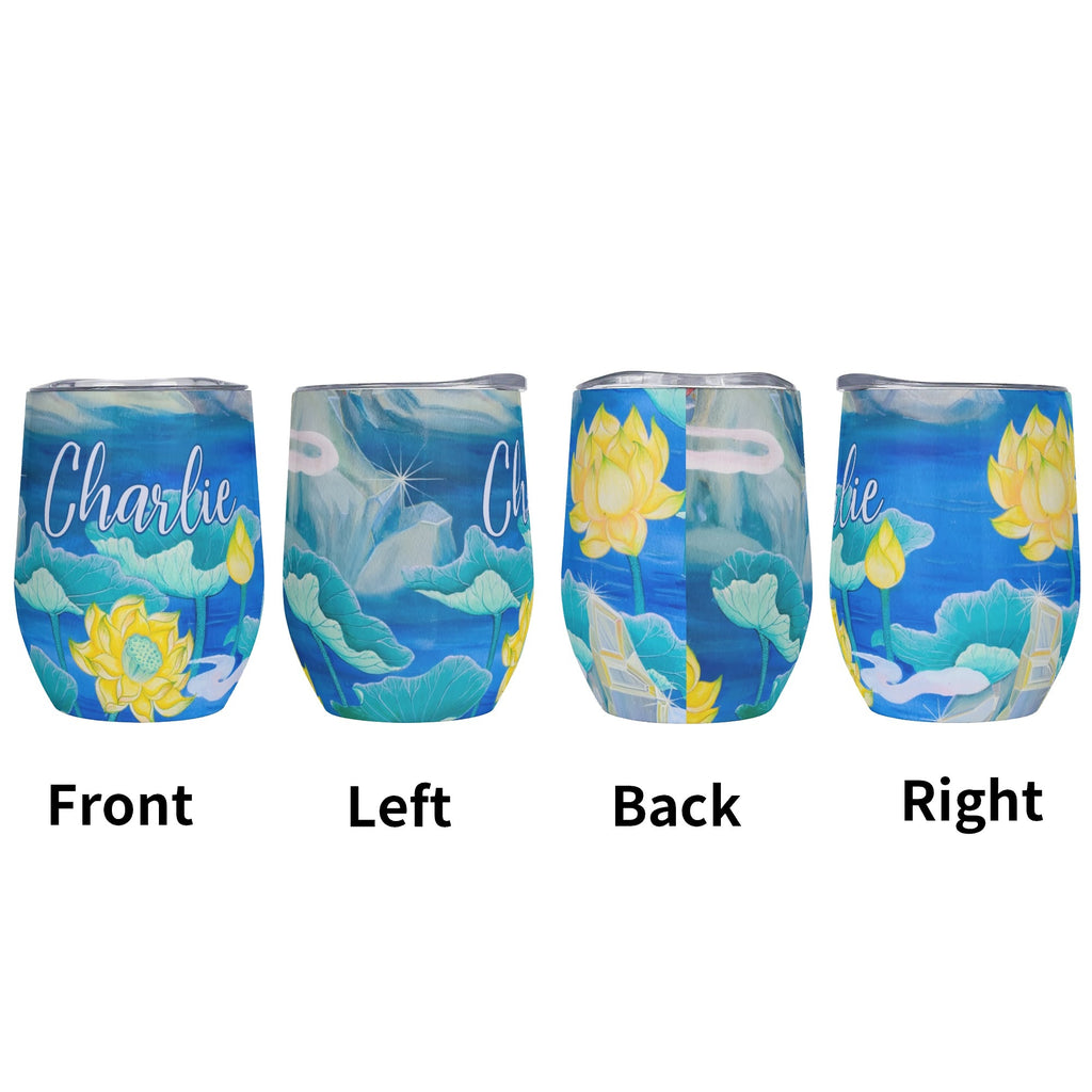 Personalised Water Flowers 12oz Wine Tumbler / Travel Mug Personalised Wine Tumbler / Travel Mug Plants Printed Offshore