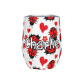 Personalised Ladybug Hearts 12oz Wine Tumbler / Travel Mug Default Title Personalised Wine Tumbler / Travel Mug animal Printed Offshore
