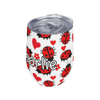 Personalised Ladybug Hearts 12oz Wine Tumbler / Travel Mug Personalised Wine Tumbler / Travel Mug animal Printed Offshore