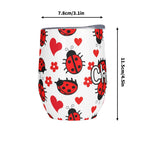 Personalised Ladybug Hearts 12oz Wine Tumbler / Travel Mug Personalised Wine Tumbler / Travel Mug animal Printed Offshore