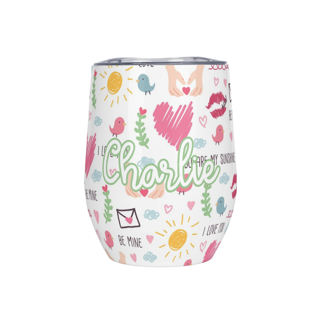 Personalised Valentine 12oz Wine Tumbler / Travel Mug Default Title Personalised Wine Tumbler / Travel Mug Love Printed Offshore
