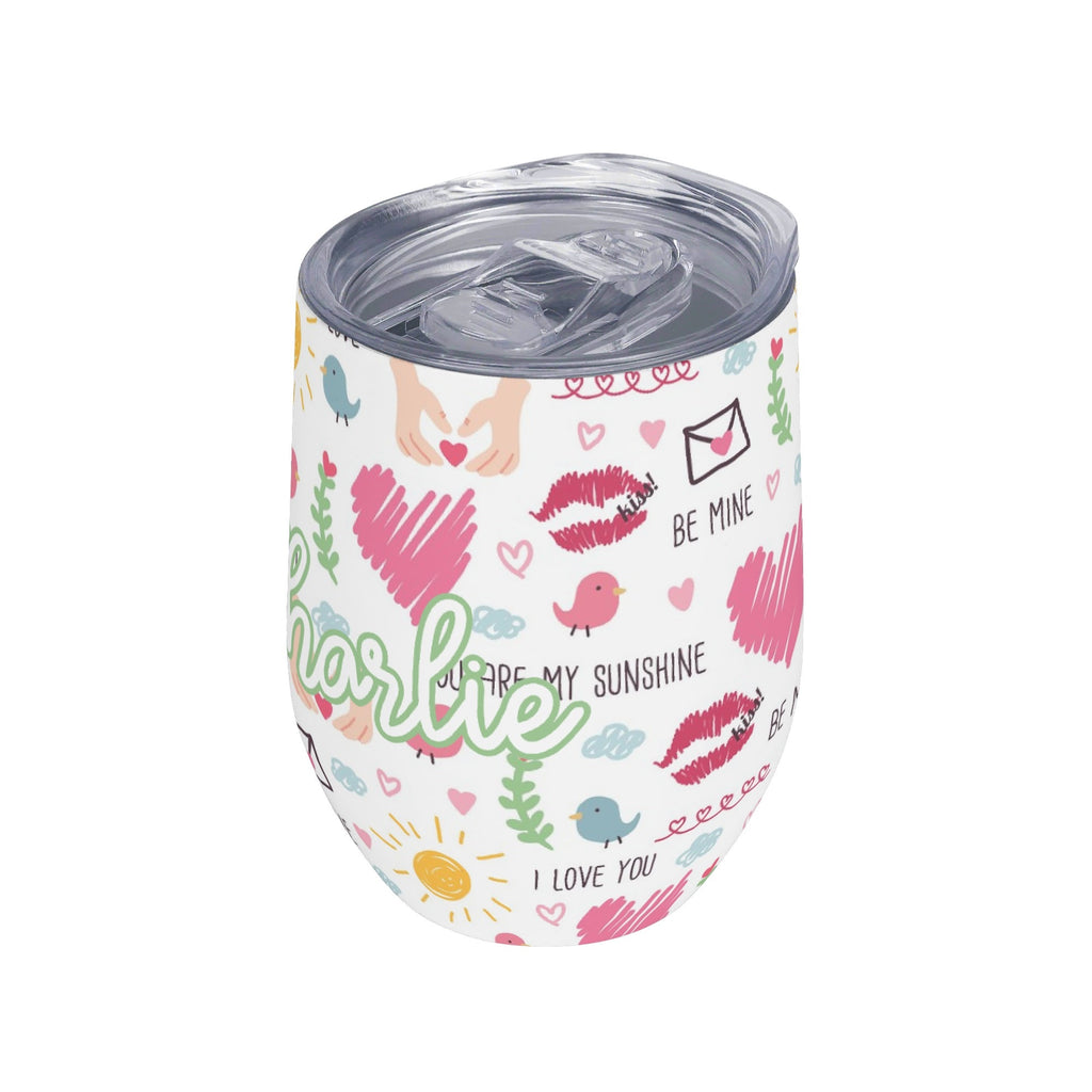 Personalised Valentine 12oz Wine Tumbler / Travel Mug Personalised Wine Tumbler / Travel Mug Love Printed Offshore