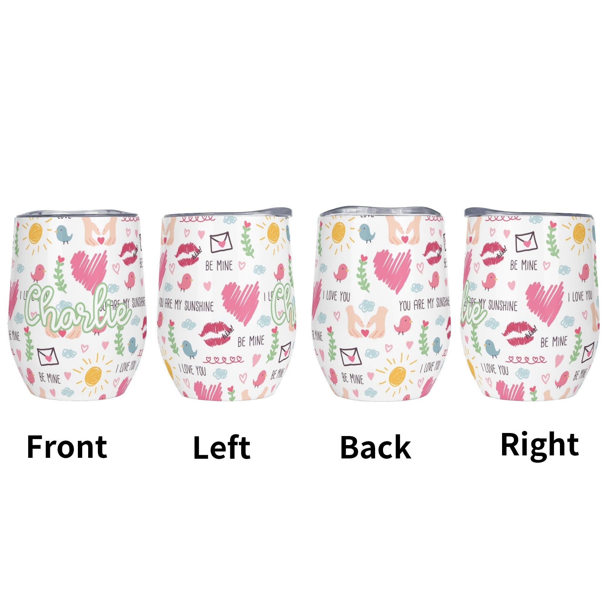 Personalised Valentine 12oz Wine Tumbler / Travel Mug Personalised Wine Tumbler / Travel Mug Love Printed Offshore
