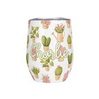 Personalised Cactus Plants In Pots 12oz Wine Tumbler / Travel Mug Default Title Personalised Wine Tumbler / Travel Mug Plants Printed Offshore