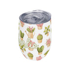 Personalised Cactus Plants In Pots 12oz Wine Tumbler / Travel Mug Personalised Wine Tumbler / Travel Mug Plants Printed Offshore