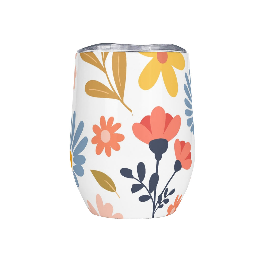 Personalised Cute Boho Flowers 12oz Wine Tumbler / Travel Mug Personalised Wine Tumbler / Travel Mug Plants Printed Offshore