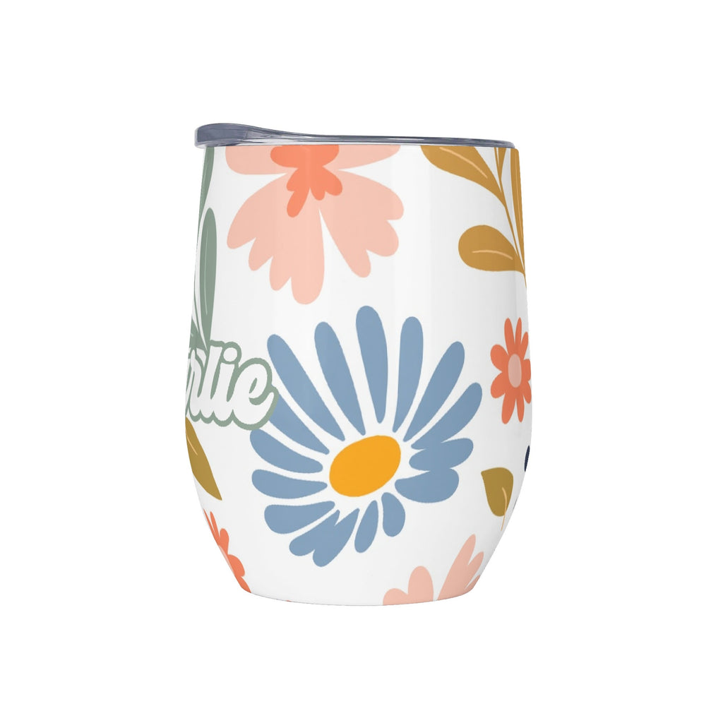Personalised Cute Boho Flowers 12oz Wine Tumbler / Travel Mug Personalised Wine Tumbler / Travel Mug Plants Printed Offshore