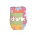 Personalised Patchwork Flowers 12oz Wine Tumbler / Travel Mug Default Title Personalised Wine Tumbler / Travel Mug Printed Offshore