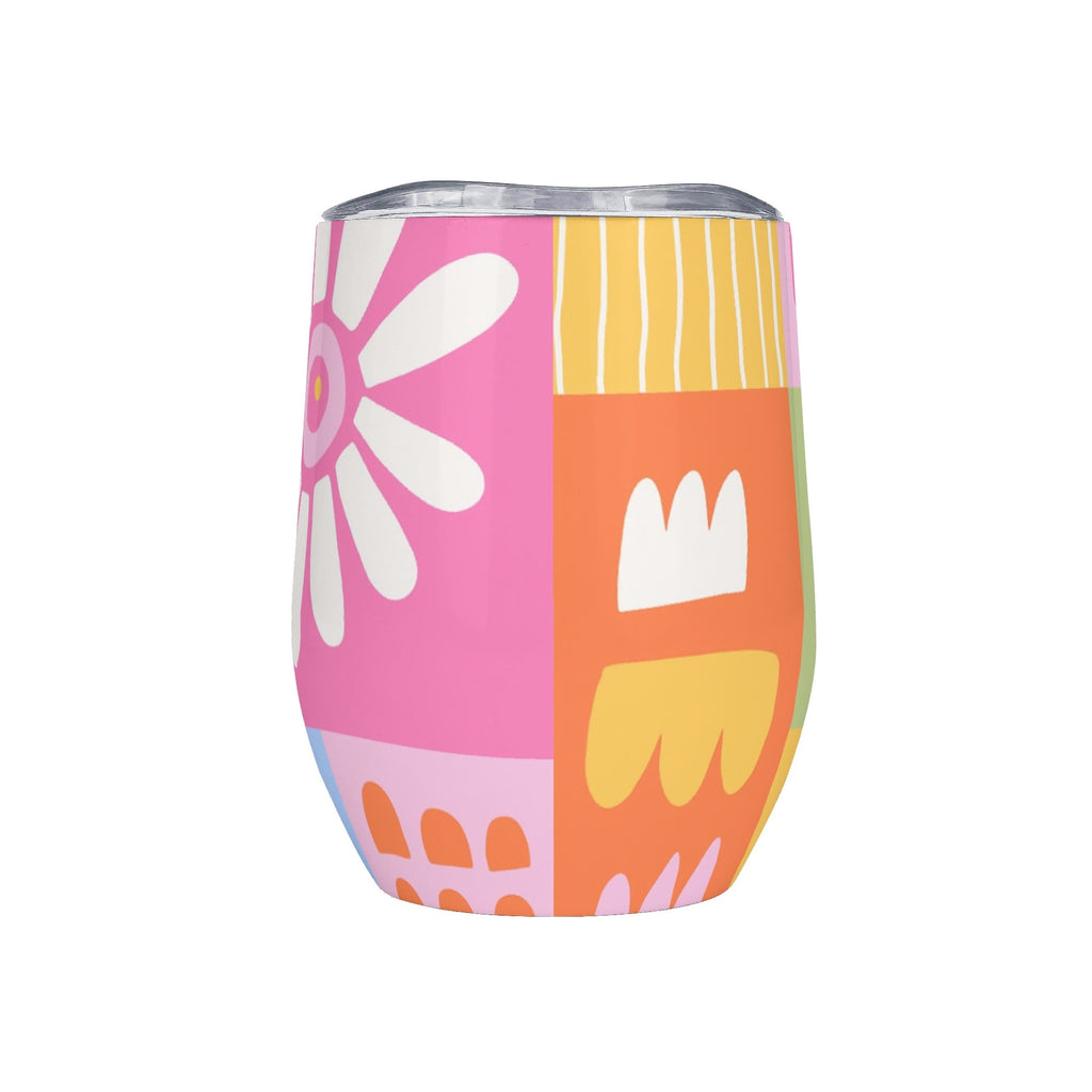 Personalised Patchwork Flowers 12oz Wine Tumbler / Travel Mug Personalised Wine Tumbler / Travel Mug Printed Offshore