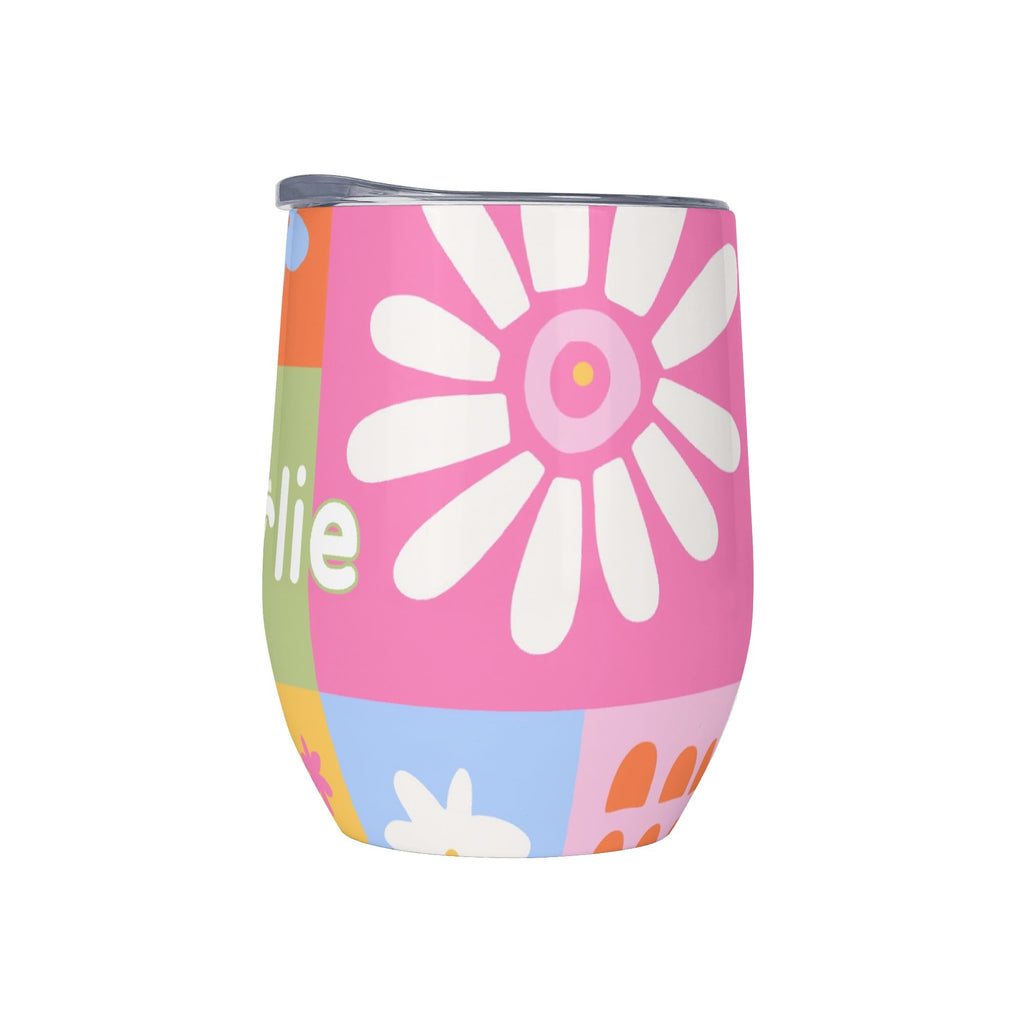Personalised Patchwork Flowers 12oz Wine Tumbler / Travel Mug Personalised Wine Tumbler / Travel Mug Printed Offshore