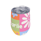 Personalised Patchwork Flowers 12oz Wine Tumbler / Travel Mug Personalised Wine Tumbler / Travel Mug Printed Offshore