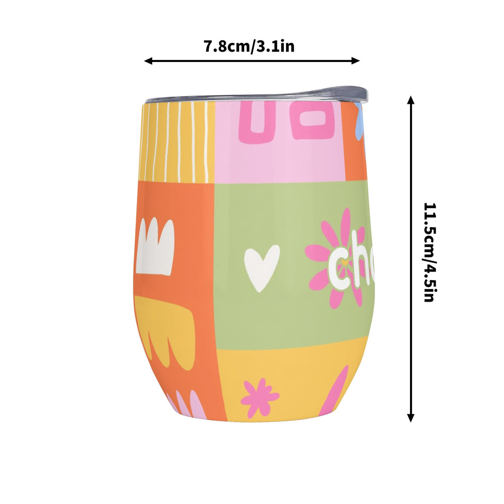 Personalised Patchwork Flowers 12oz Wine Tumbler / Travel Mug Personalised Wine Tumbler / Travel Mug Printed Offshore