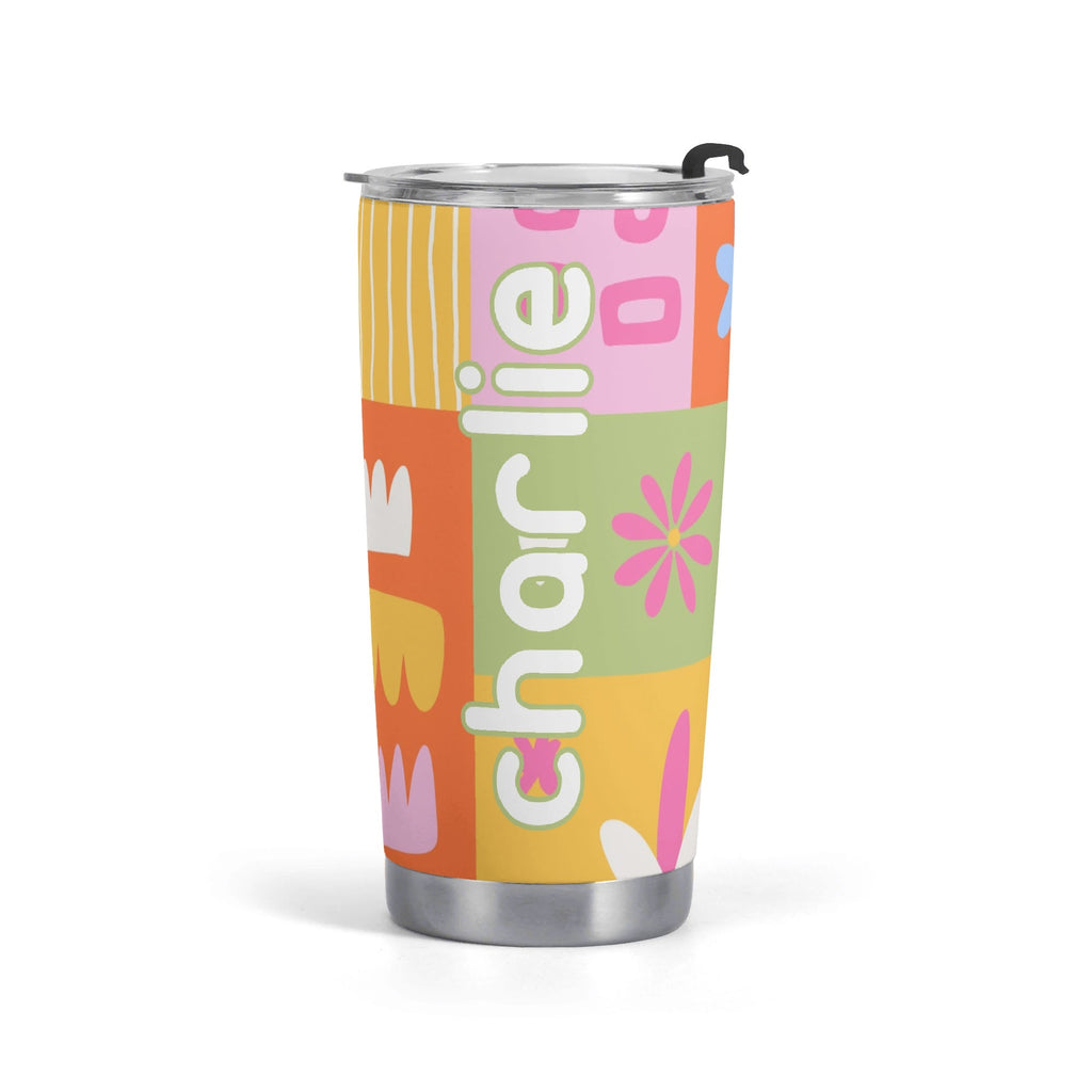 Personalised Patchwork Floral Stainless Steel 20oz Travel Mug Default Title Personalised 20oz Travel Mug Printed Offshore
