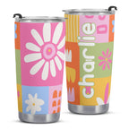 Personalised Patchwork Floral Stainless Steel 20oz Travel Mug Personalised 20oz Travel Mug Printed Offshore