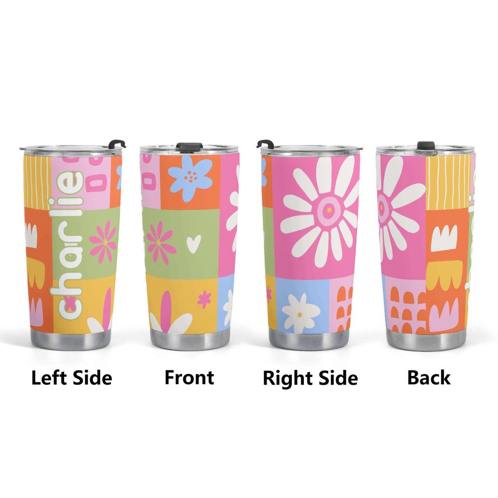 Personalised Patchwork Floral Stainless Steel 20oz Travel Mug Personalised 20oz Travel Mug Printed Offshore