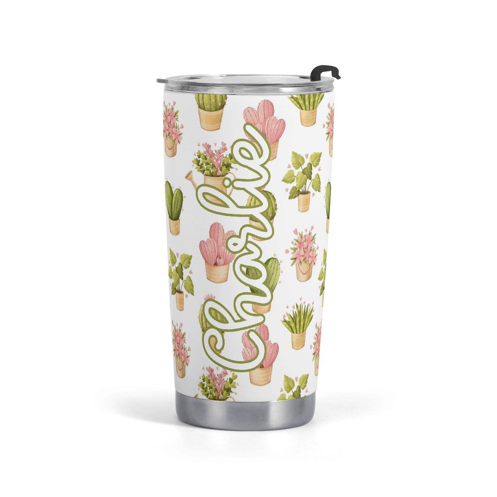 Personalised Cactus Plants In Pots Stainless Steel 20oz Travel Mug Default Title Personalised 20oz Travel Mug Plants Printed Offshore