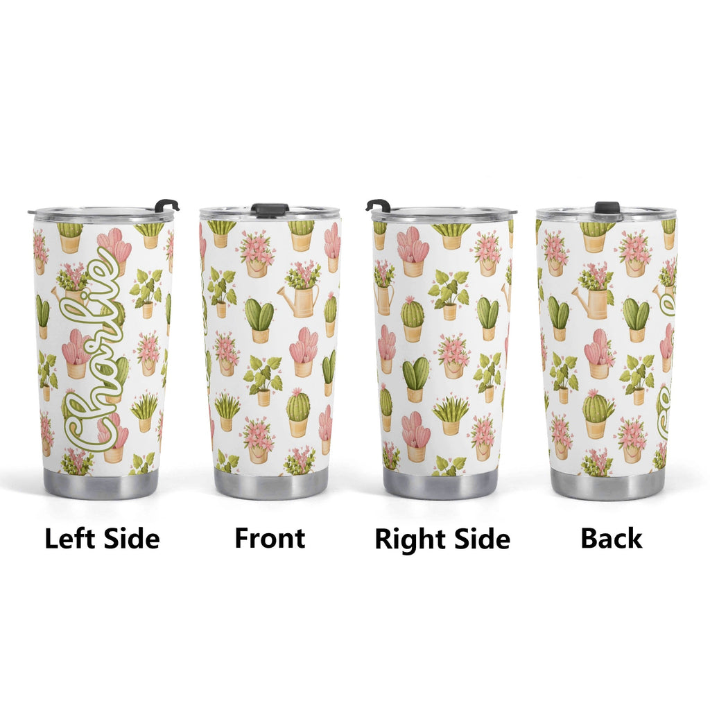 Personalised Cactus Plants In Pots Stainless Steel 20oz Travel Mug Personalised 20oz Travel Mug Plants Printed Offshore